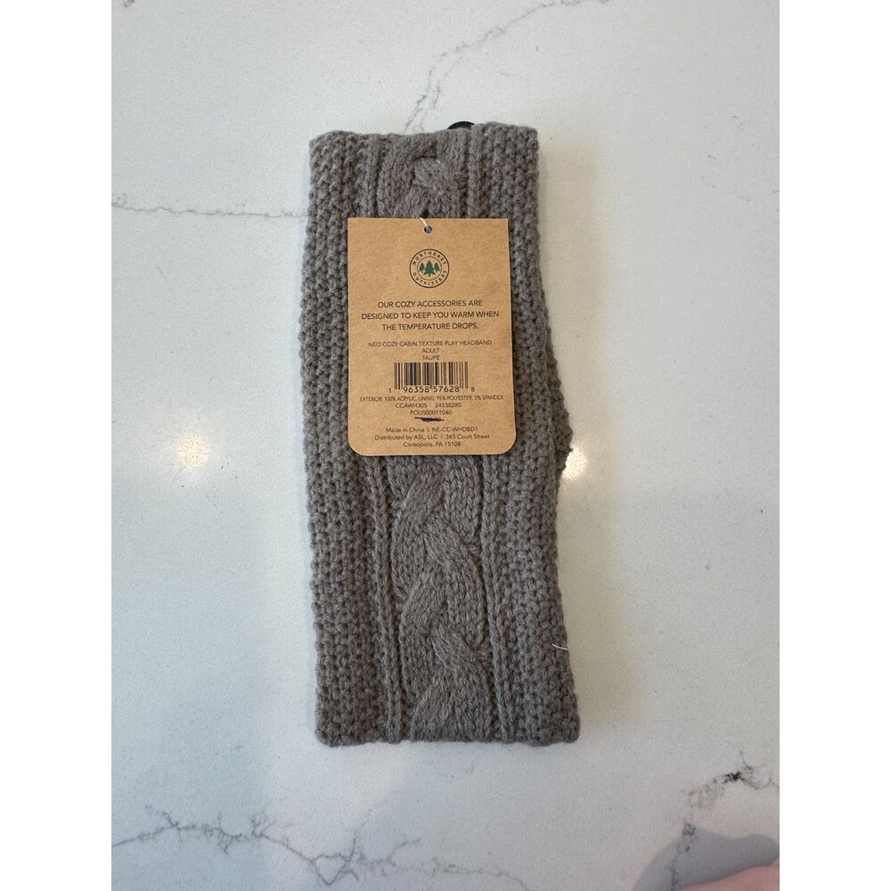 NWT Cozy Cabin Cable Knit Fleece Lined Headband Women's One Size